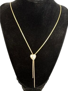 Vintage Goldette Heart Lariat Necklace Dainty, 1950s